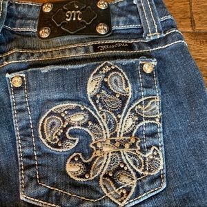 Miss Me Boot Cut Jeans JP5227B Fleur de Lis 28 EUC